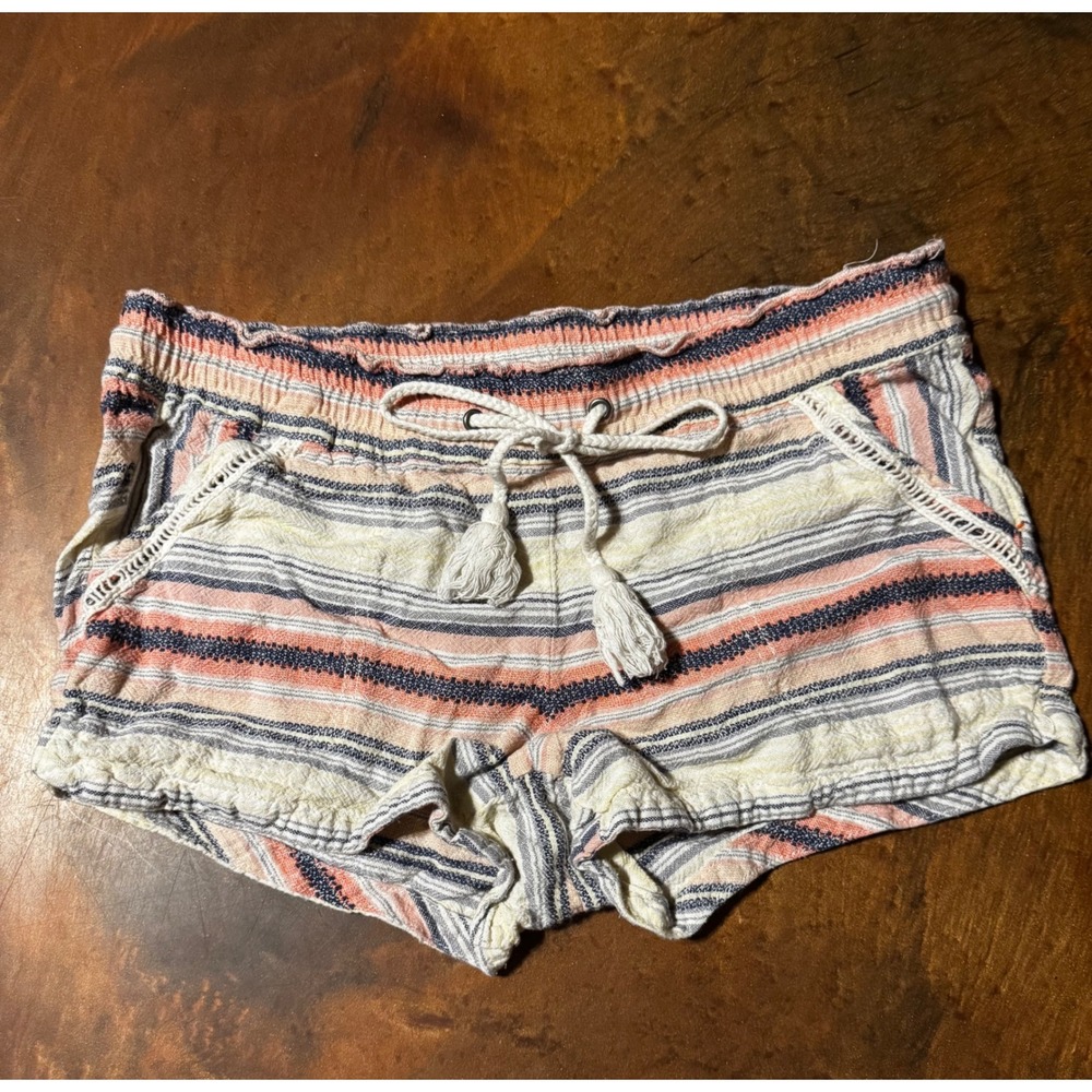 Jolt Women's Medium Striped Casual Shorts‎ Drawstring Waist Pockets